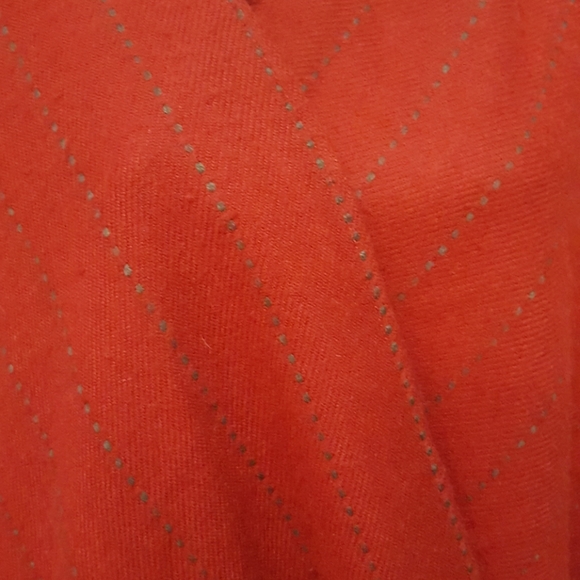 Raspberry Red Blanket Fringe Wrap w/ Subtle Stripe - Picture 3 of 6